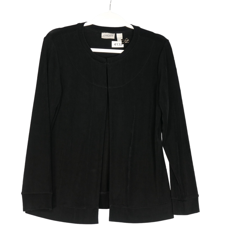 Chicos Travelers Cardigan Women Size 1M Slinky Wrinkle Resistant Stretch Sweater